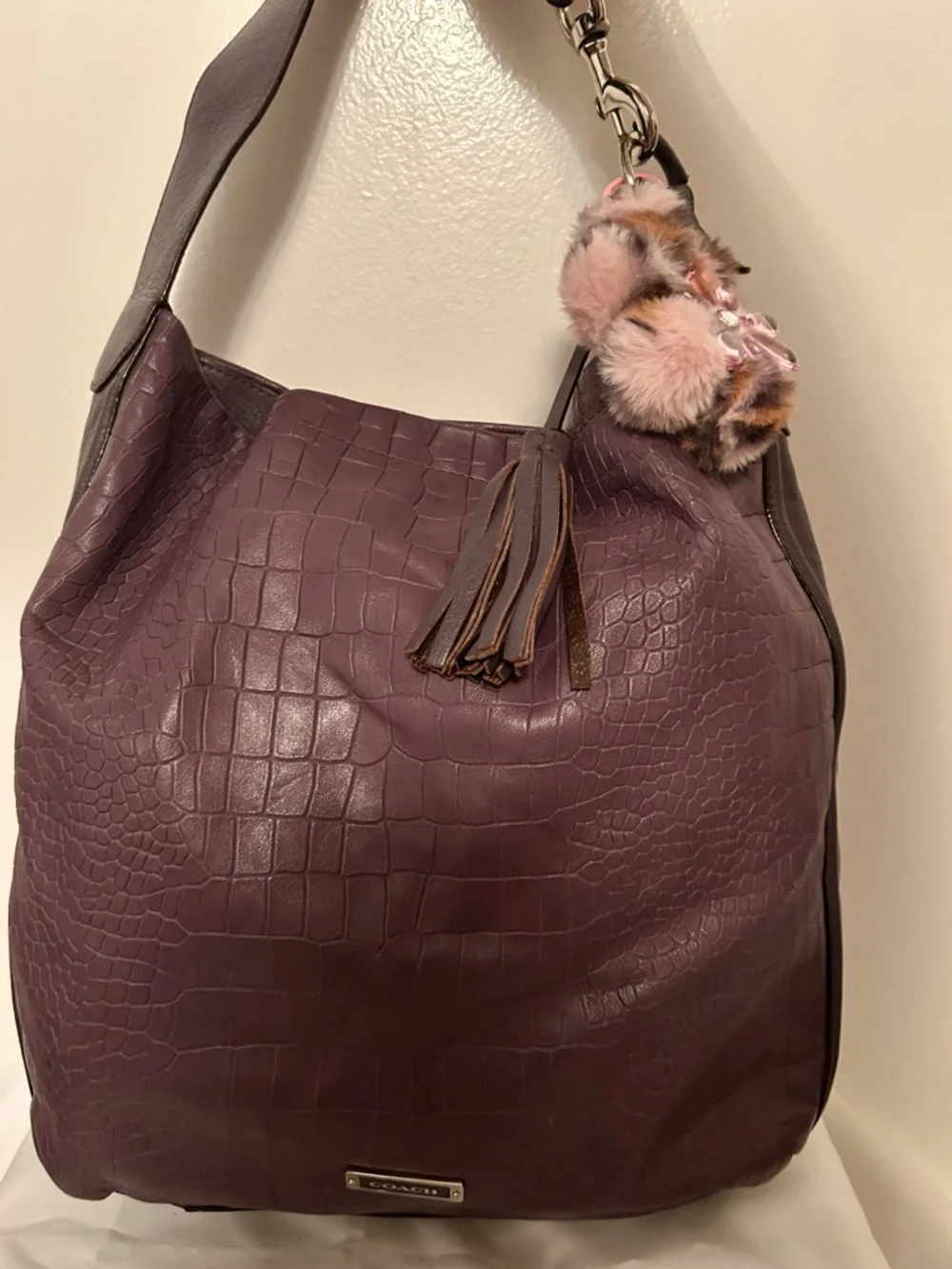 Coach Avery “FIG” Croc Hobo Bag, Authentic Coach charm added.